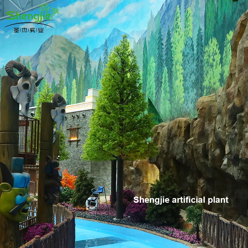 Factory customizable water park landscape artificial fir tree large outdoor artificial evergreen metasequoia tree