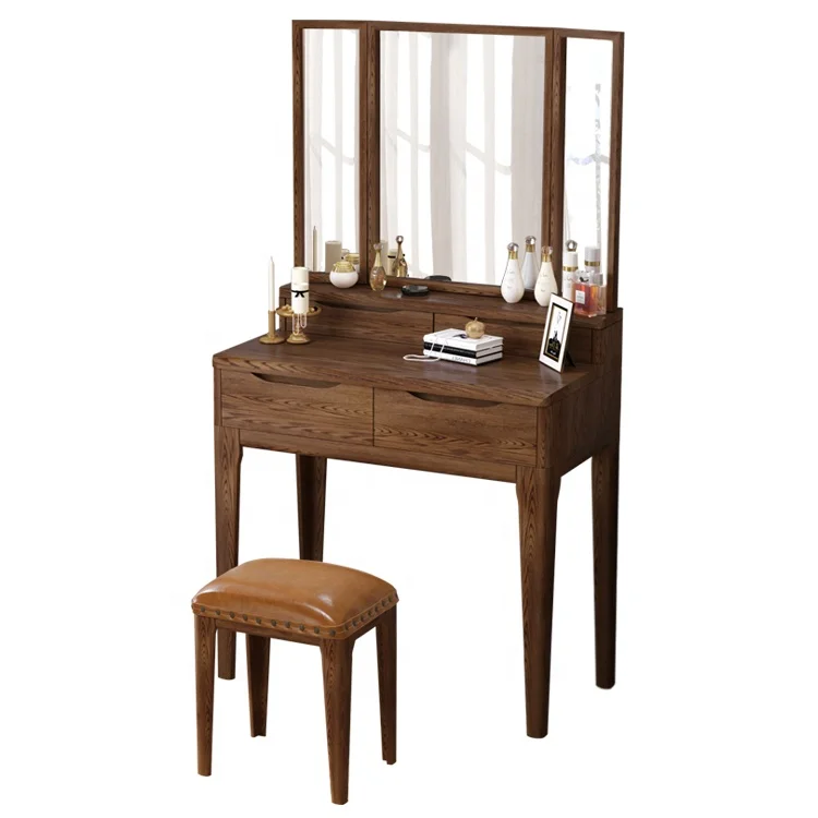 
Antique Design Wood Bedroom Furniture Classic Make up Vanity Table Set For Girls 
