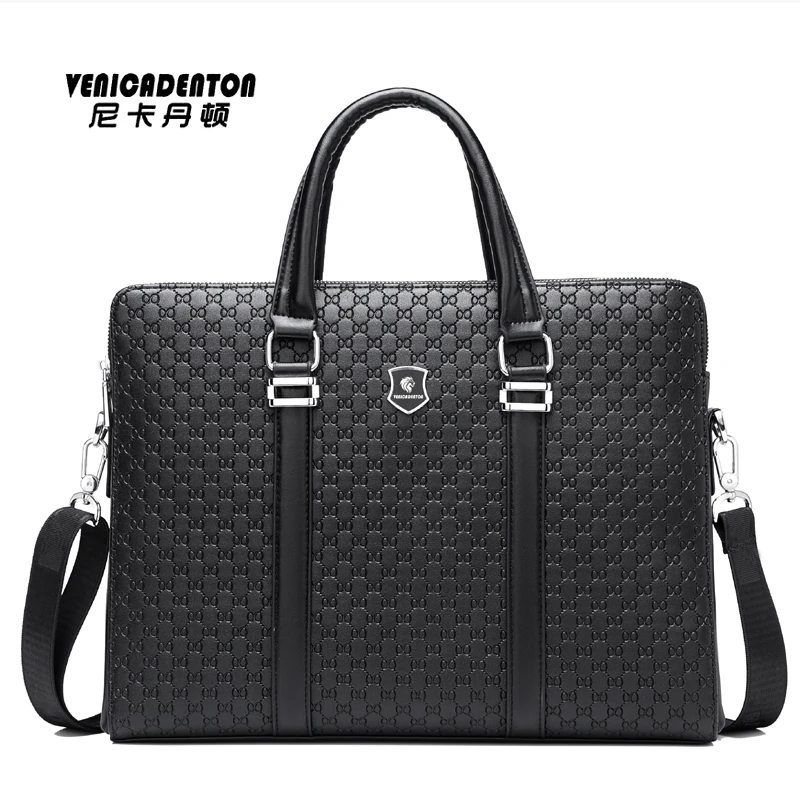 Мужской портфель с тиснением, Классическая прочная и износостойкая офисная сумка из искусственной кожи с изображением старых узоров, портфель на плечо
