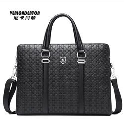 Мужской портфель с тиснением, Классическая прочная и износостойкая офисная сумка из искусственной кожи с изображением старых узоров, портфель на плечо