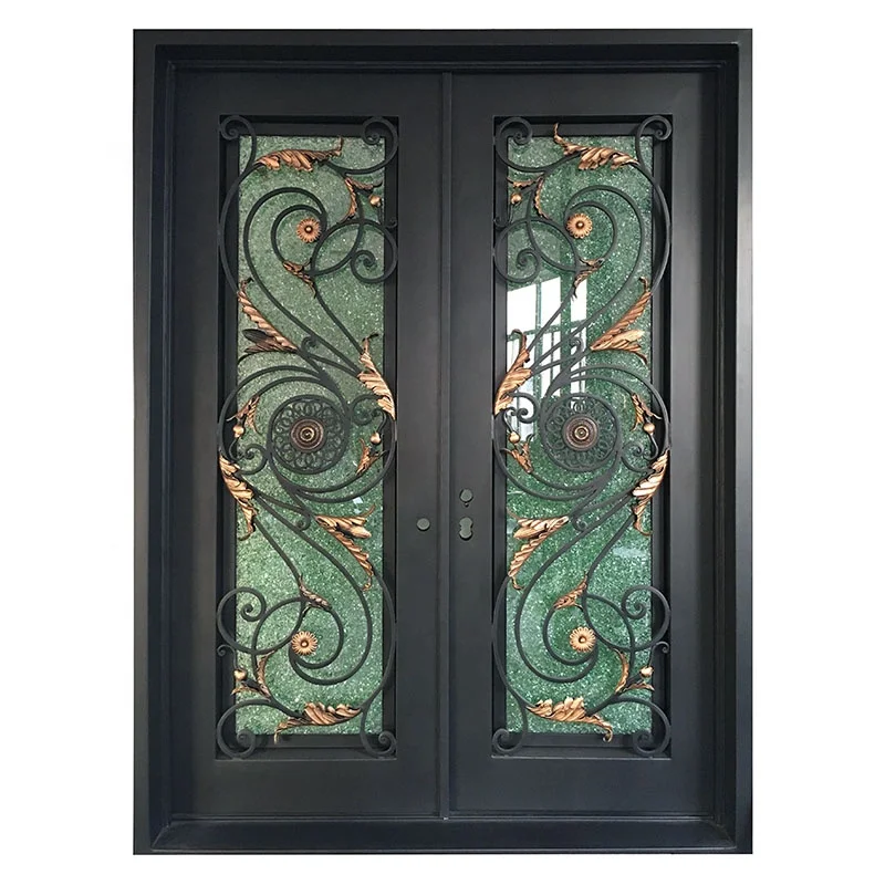 
wrought iron door and glass entrance steel doors design 