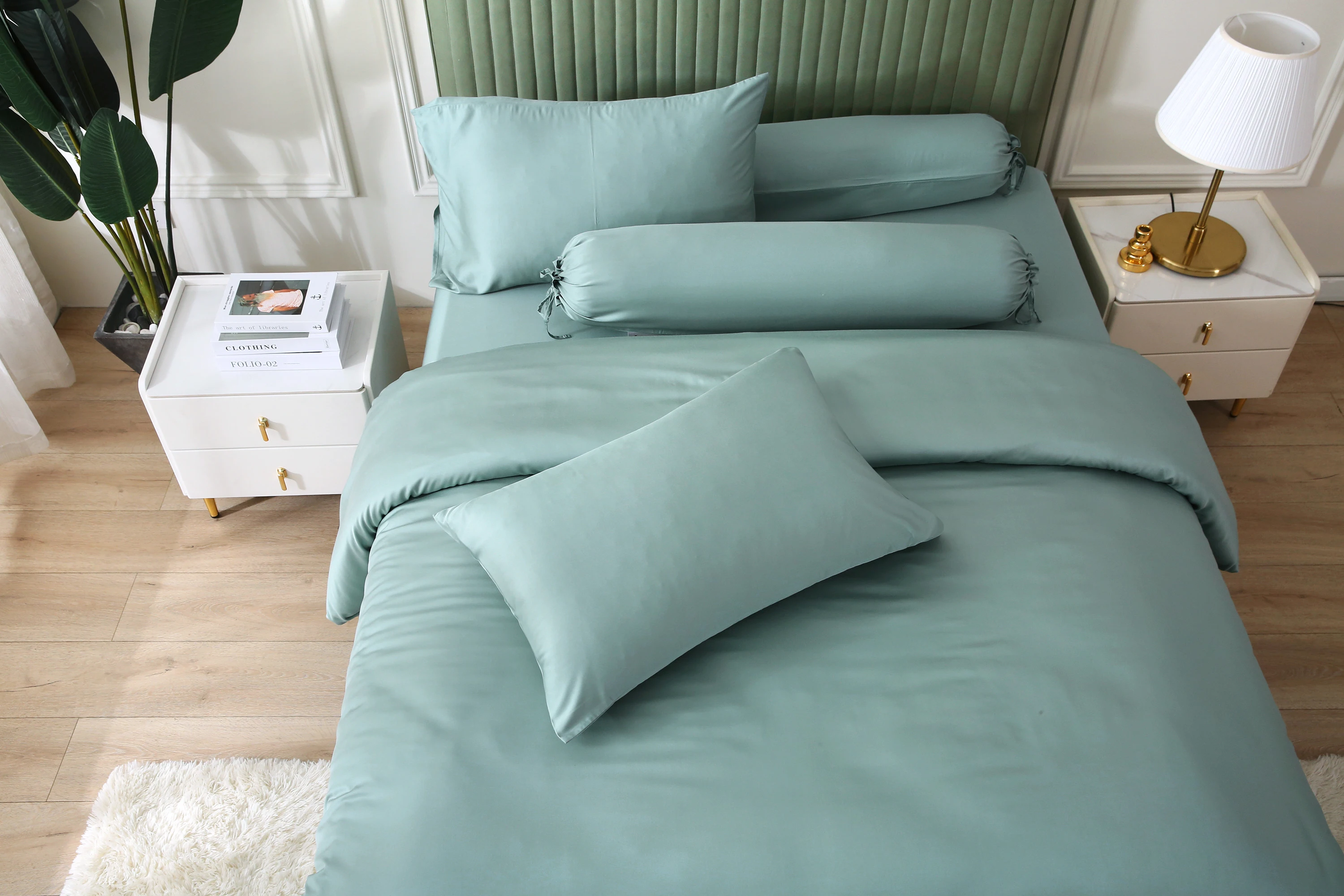 100% Bamboo Viscose Soft and Solid Style OEKO Tex Standard 100 Woven Bedding Set Duvet Cover Set for Cozy Sleep