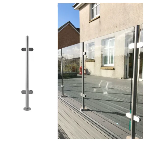 Elegance Glass Balustrade with Stainless Steel Posts Height Adjustment Railing Balcony Staircase Tempered Glass Fence