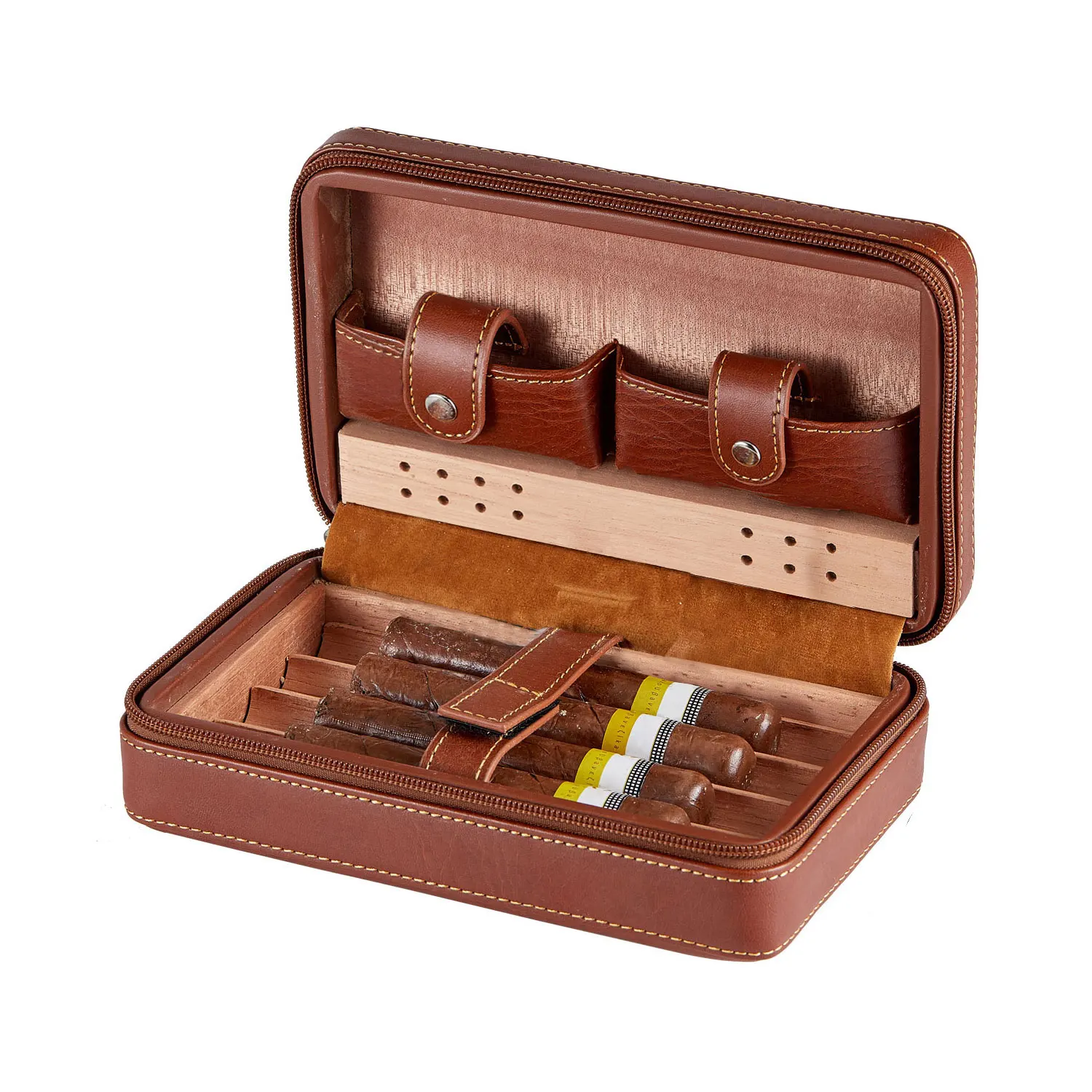 Missyou, коричневый кожаный дорожный деревянный увлажнитель для сигар, кедровый поднос, аксессуары для дома и офиса, подарок для мужчин