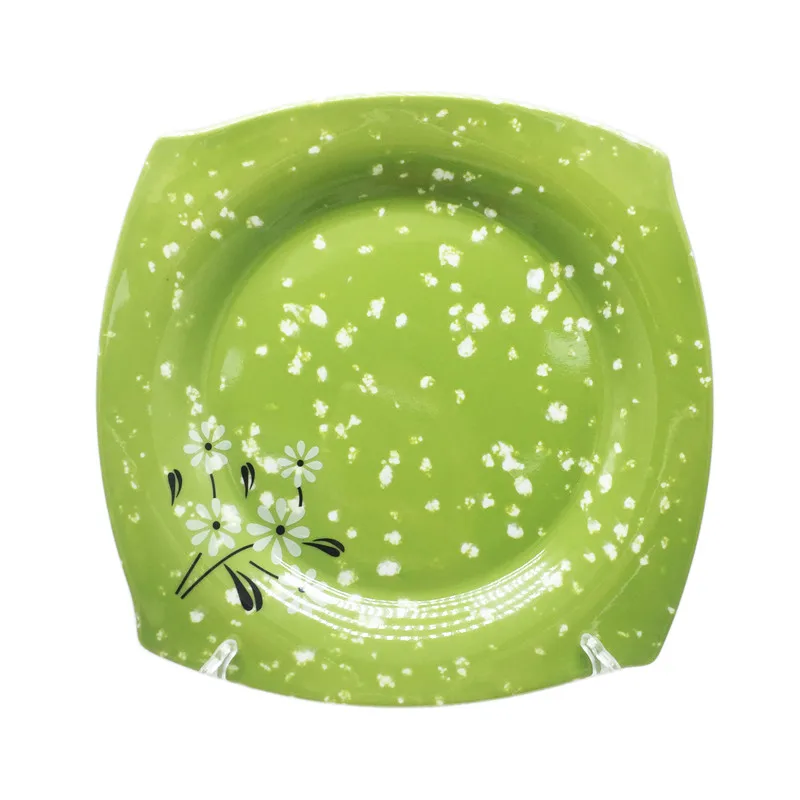 Wholesale plate cheap dinner green irregular plates customized melamine plates