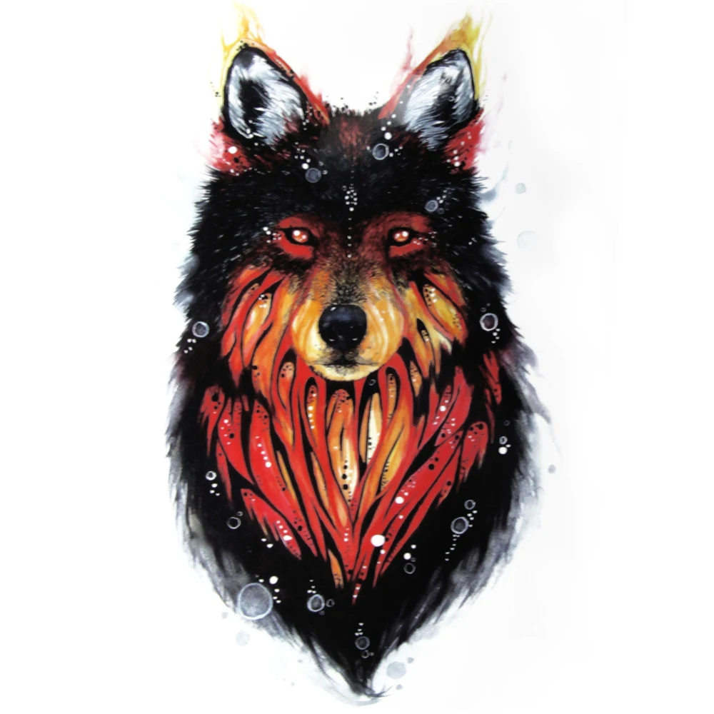 Popular Customize Water Transfer Temporary Harmless Tattoo Sticker Boho Body Painting Wolf Graphics Temporary Tattoo Sticker