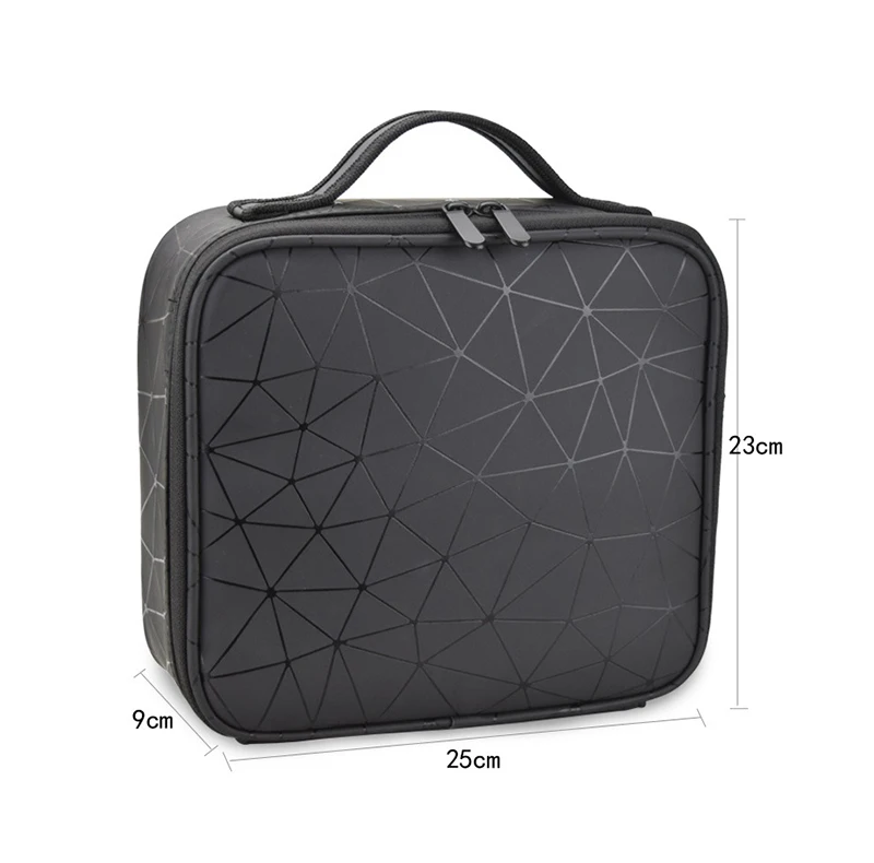 Portable Waterproof Geometric Printing Leather Large Capacity Brush Holder Cosmetic Bag Makeup Case Make-up Box Bags