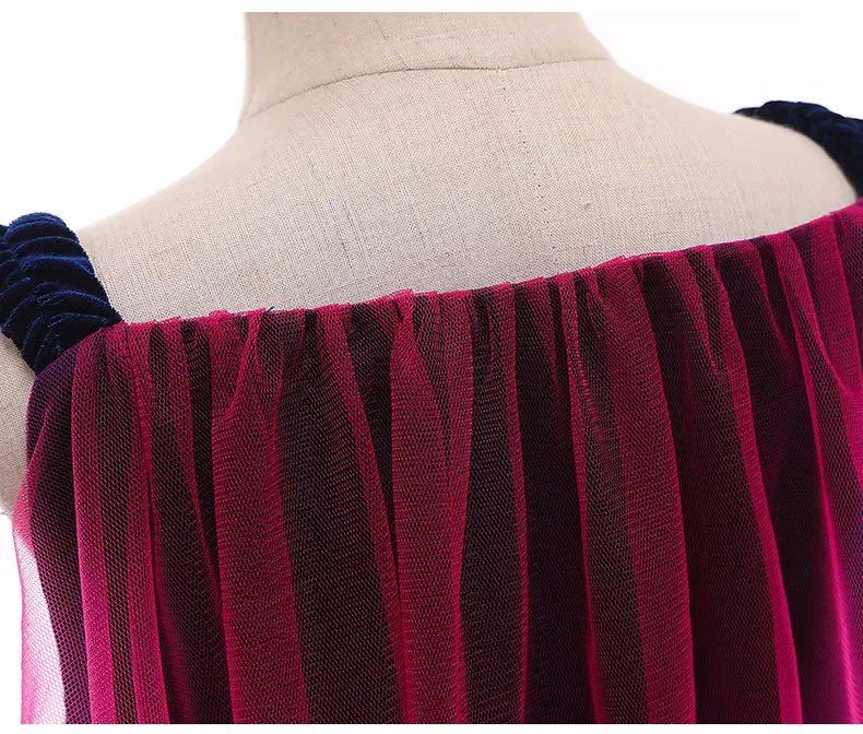 
2020 3-8 Years Girls Anna Elsa Dress with trailing Children Princess Party Cosplay Costume Children Fantasy dark blue dress 