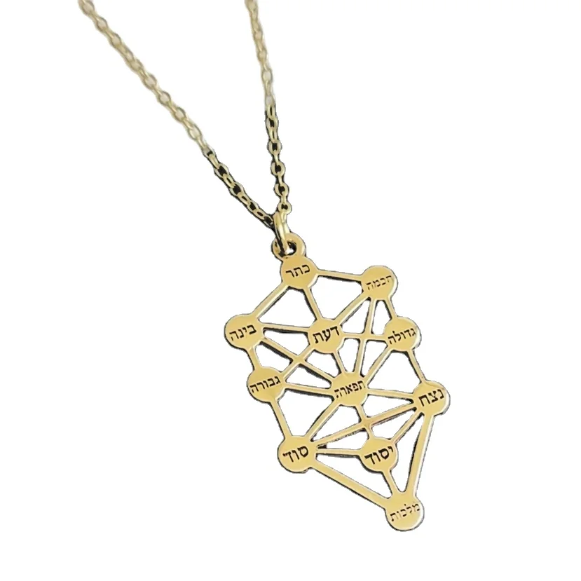 New Design Kabbalah Tree Of Life Necklace Custom Jewelry 18k Gold Plated 316l Stainless Steel Jewish Inspired Hebrew Necklace