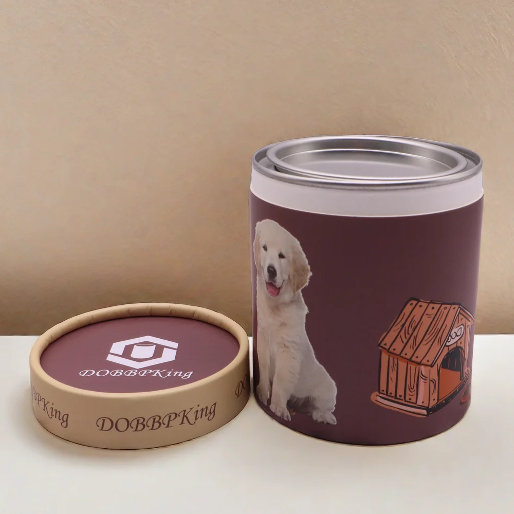 Eco Friendly Custom Round Food Grade Coffee Cardboard Kraft Paper Tube Package Biodegradable Cylinder Packaging For Pet Food