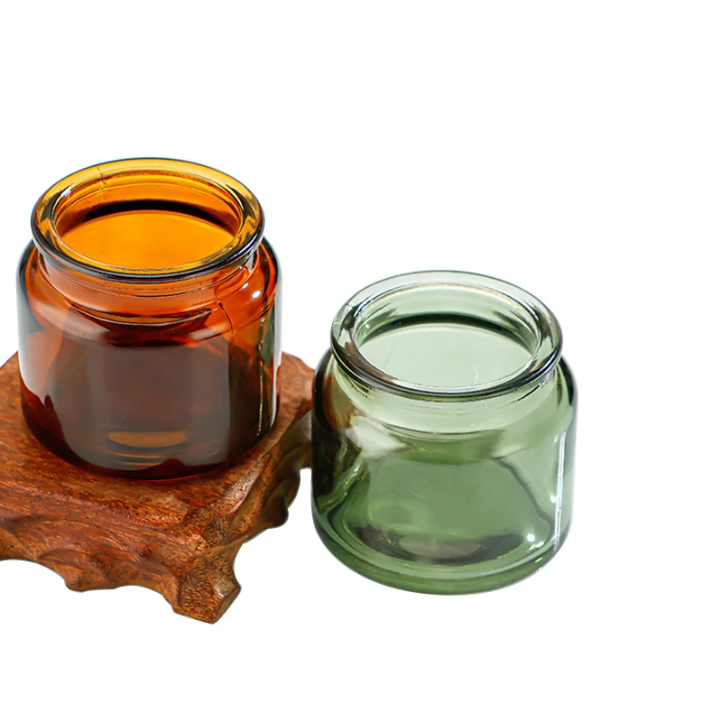 Wholesale Multicolor 90g DIY Soy Wax Container Glass Candle Holder Lantern and Candle Jar with Wooden Stopper