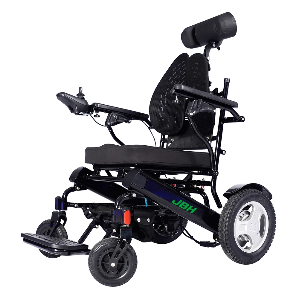 Folding Power Wheelchair, Durable Motorized Wheelchair with Two Powerful Motors, Solid Electric Wheelchair for Adults