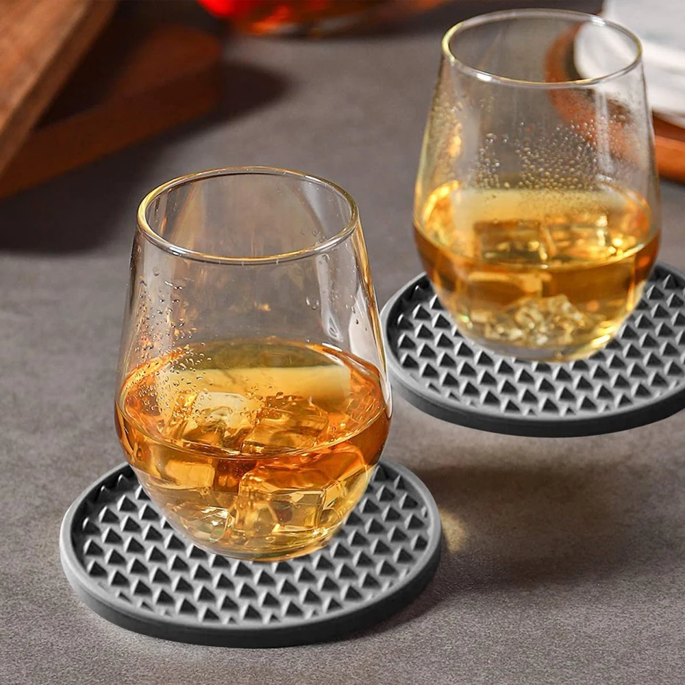 Waterproof Soft Non-slip Silicone Drink Coasters Cup Mat for Tabletop Protection Silicone Cup Mat Silicone Coaster With Holder