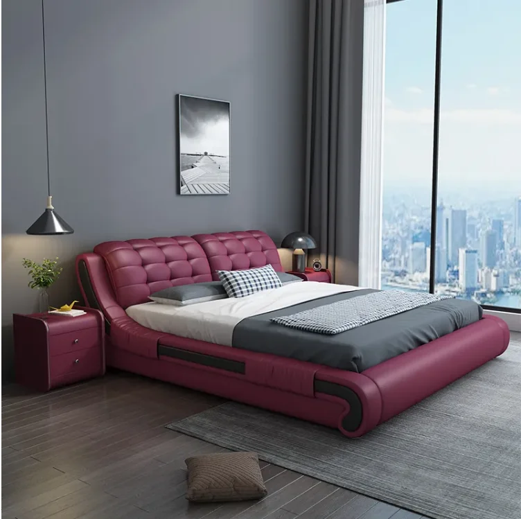 High Quality Modern leather Sofa Bed with Storage massage multimedia speaker USB charger Multifunction Smart bed