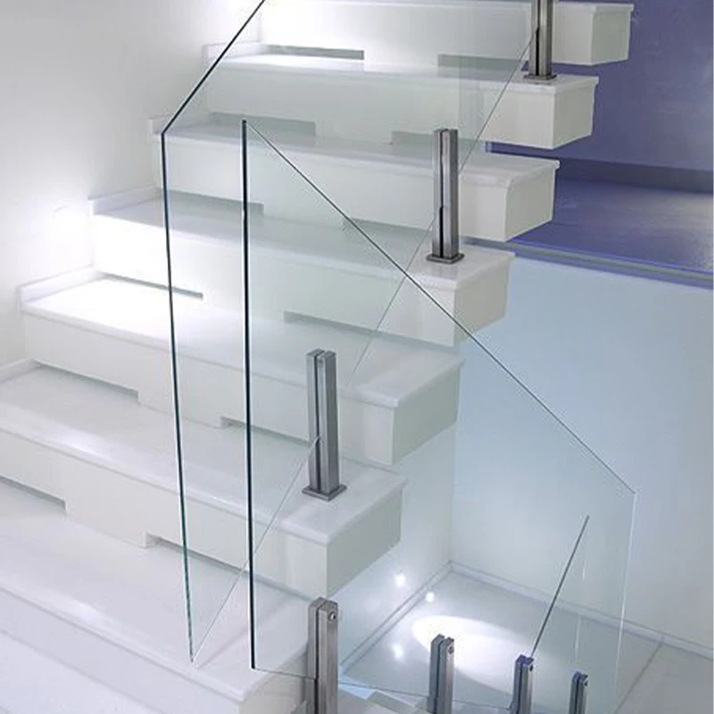 Balcony Tempering Staircase Fiber Frameless Posts Curved Stainless Steel Dwg Aluminium Stair Glass Railing