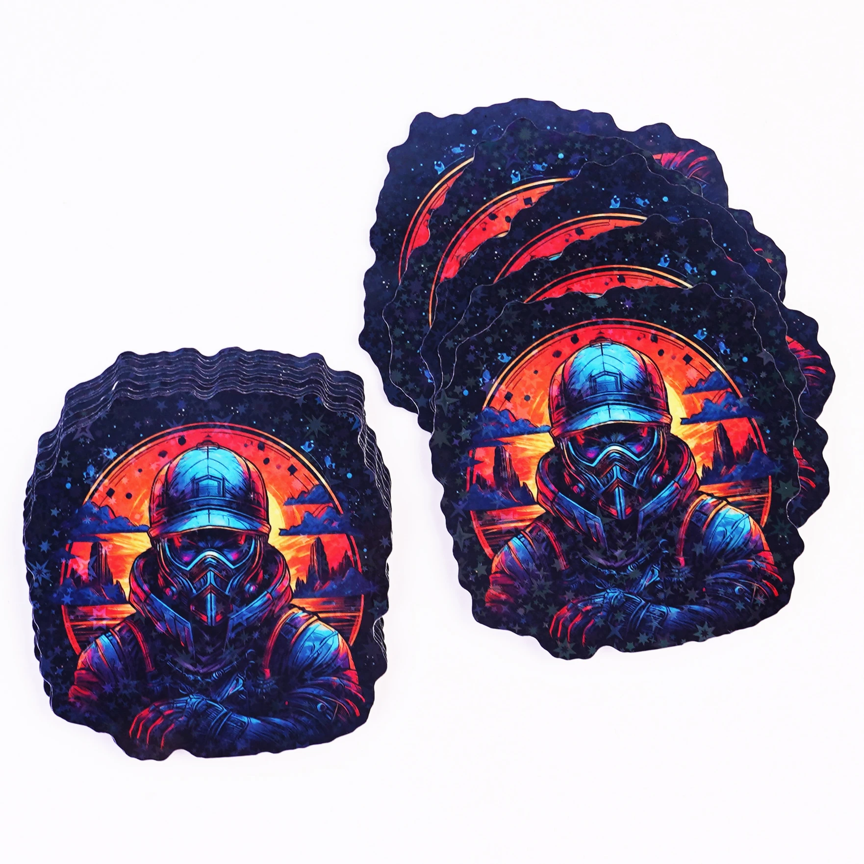 Custom Design Personalized Logo label printing Self Adhesive Waterproof PVC Vinyl Cartoon Die Cut Sticker with holographic film