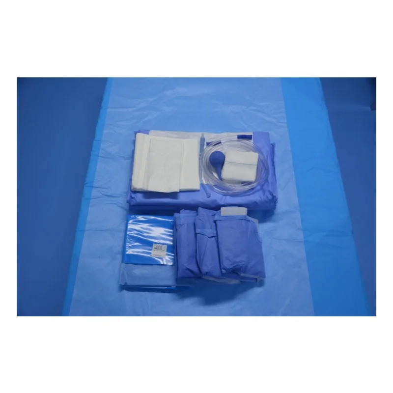 Disposable cesarean pack cesarean drape with fluid collection pouch OEM medical use new born baby hospital products Surgical