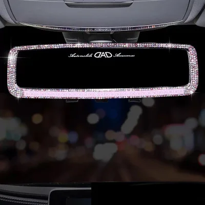 Bling Accessories Car Interior Rearview Mirror With Edge Rhinestone Decals Cover Car Interior Bling Accessories
