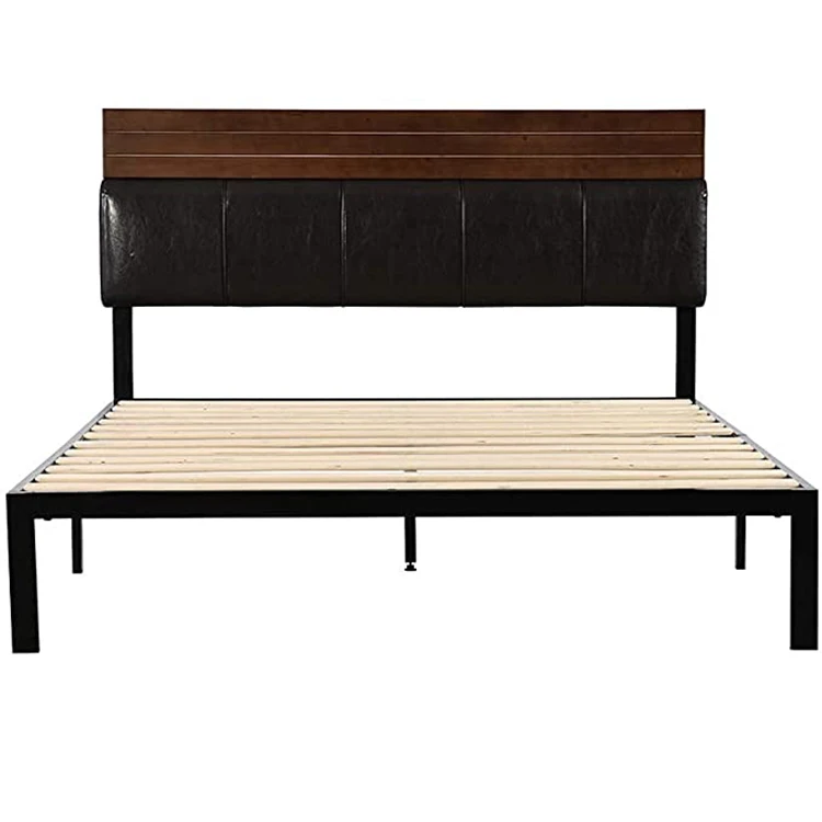 Brown Wooden Bed Nordic Bed Frame Simplicity Home Furniture Decoration With Headboard