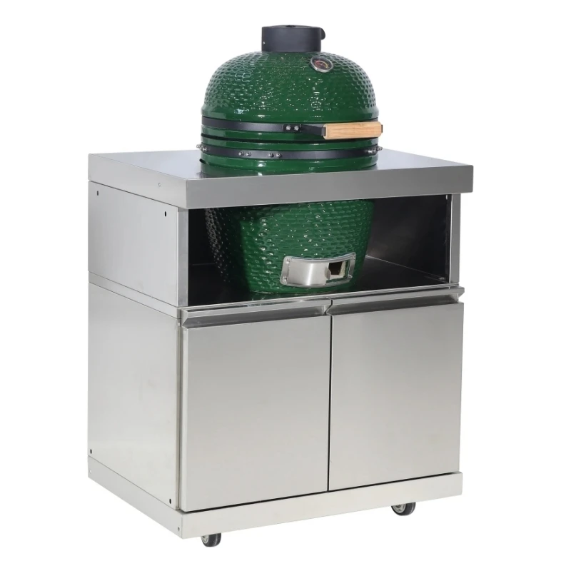 18 inches Kamado BBQ Cabinet Egg Green Charcoal Barbecue outdoor kitchen ceramic kamado grill With Stainless Steel 304 Cabinet