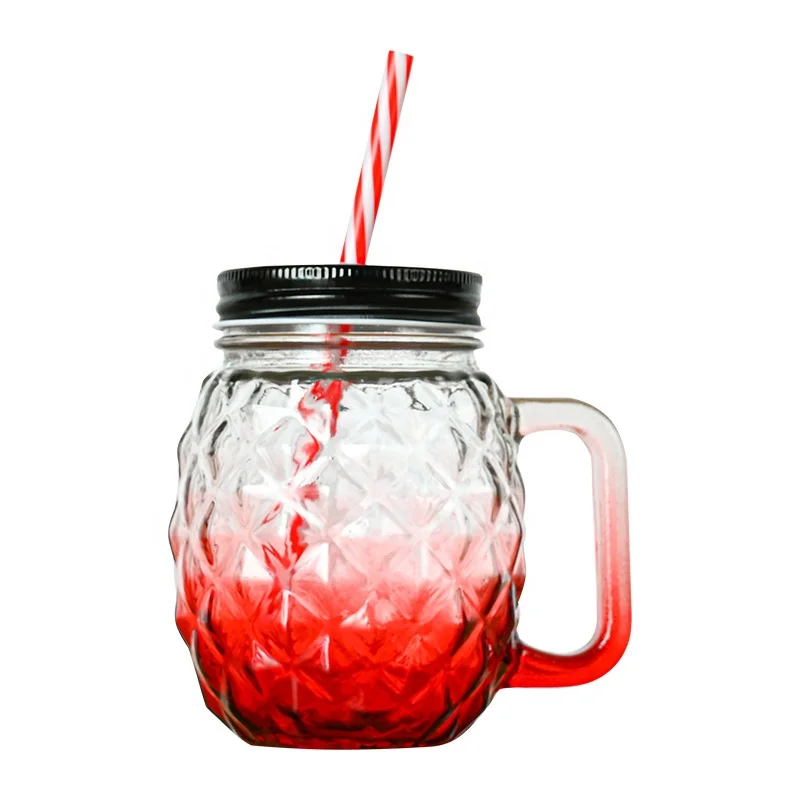16oz 480ml Odm Oem Service Wide Mouth Glass Mason Jars 16 Oz With Handle And Lid