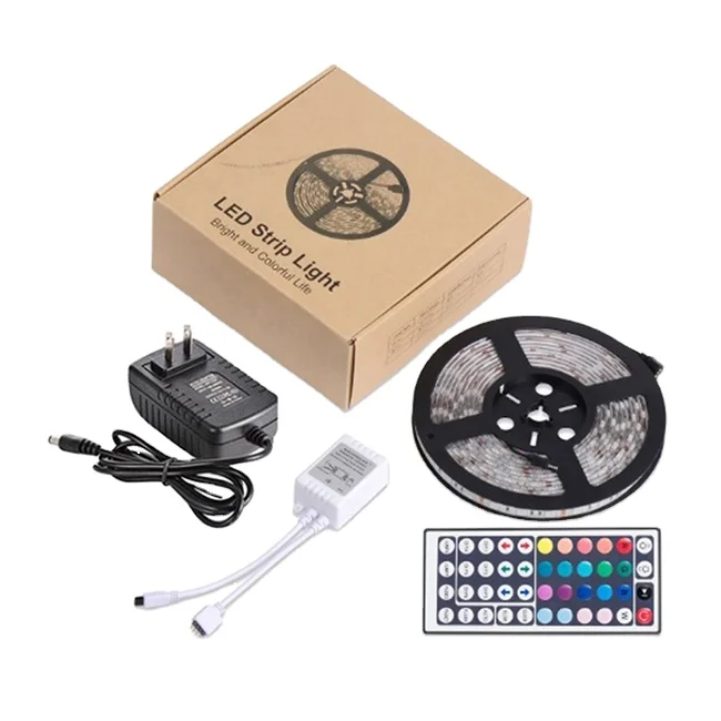 Светодиодная лента 5050 RGB, светодиодная водонепроницаемая лента 150 светодиодов, прочная клейкая лента с пультом ДУ на 44 кнопки для бальной комнаты, вечеринки, свадьбы, празднования