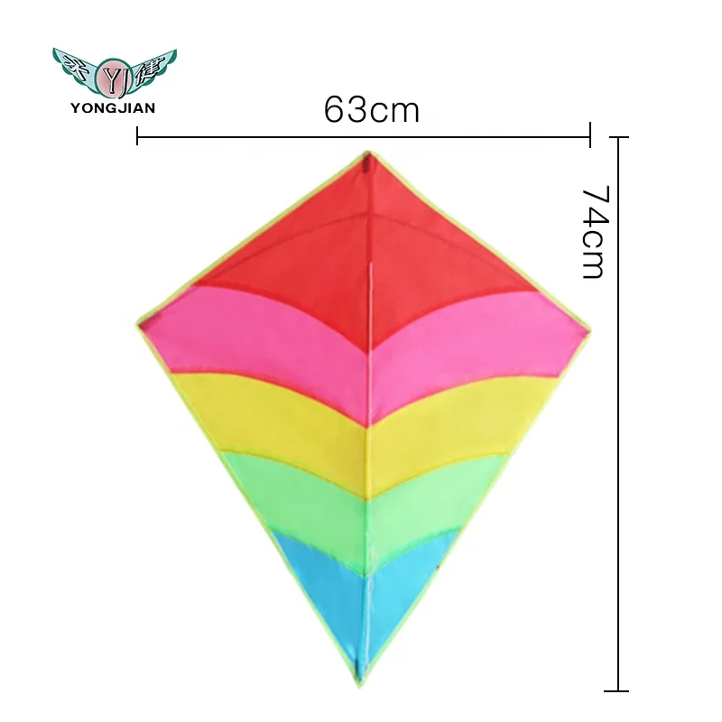 high quality Rainbow Diamond Kite Single Line Beginner Kite for Kids