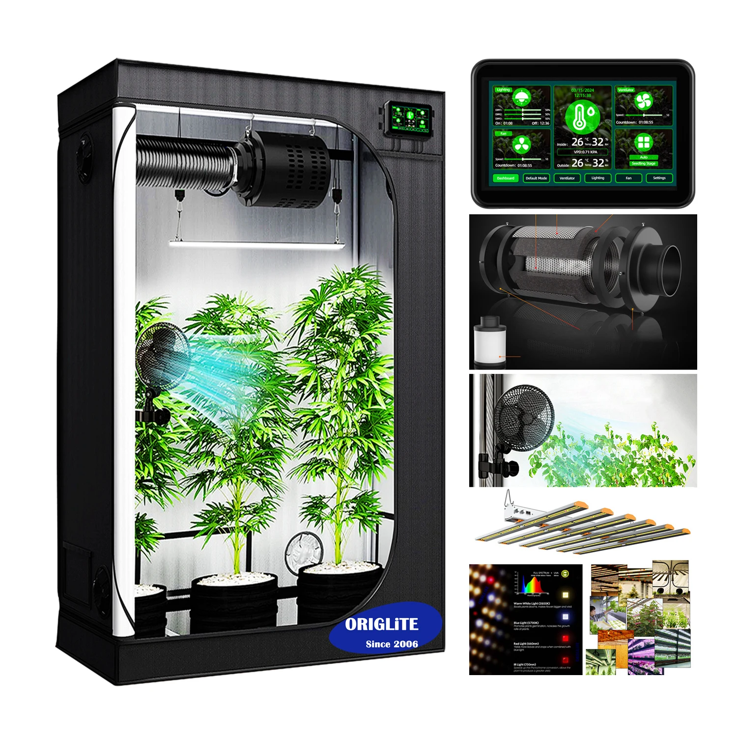 2024 Most Popular Complete Grow Tent Kits Plant Grow Tents Garden Greenhouse Kits 90*90*180 Hydroponic Plant Grow Tent Box
