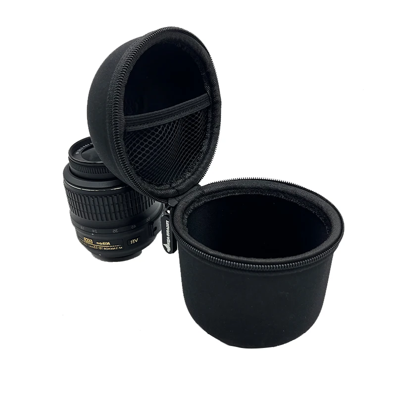 Rounded black hard shell shockproof waterproof camera lens cases for nikon