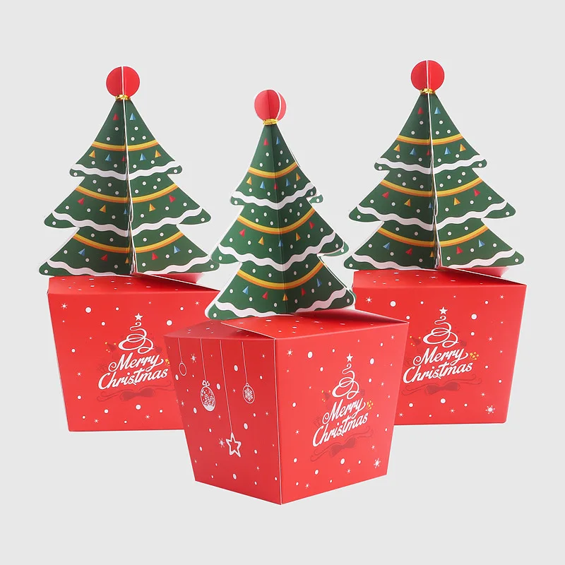 New designed 3D christmas tree shaped foldable gift paper boxes for candies