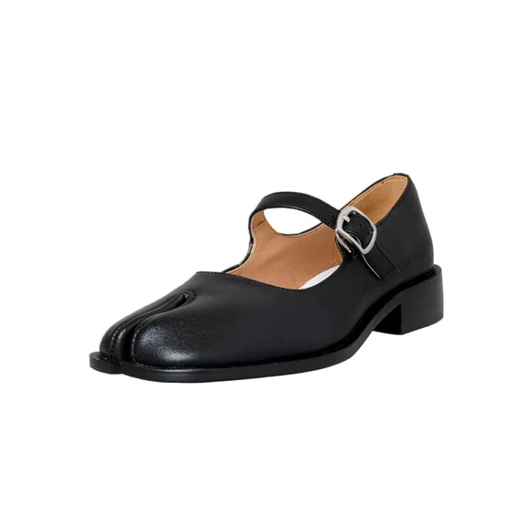 Xinzirain Custom Wholesale Quality Female Tabi Flat Shoes Logo Real Leather Split Toe Women Mule Mary Jane Shoes