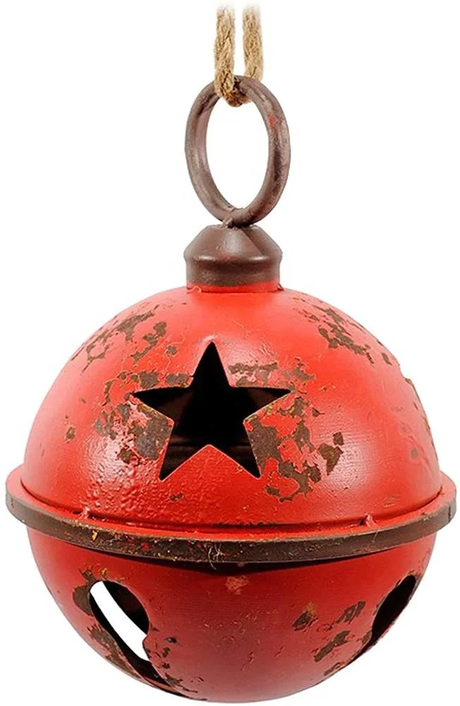 
Large Metal Jingle Bell with Rustic Green Finish holiday bell 