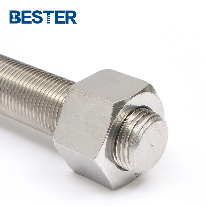 Duplex Stainless Steel F53 2507 S32750 1.4410 Alloy full threaded stud bolt with two heavy hex nut