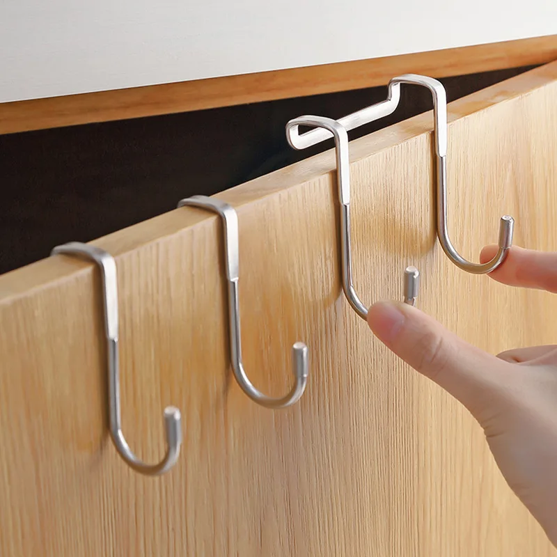 Chromeplate metal over the door double hanger hooks for sundries multifunctional Nail-free door back coat hook