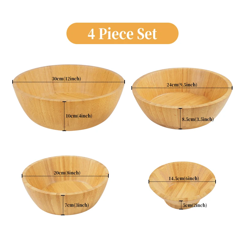 Набор деревянных салатных мисок ручной работы деревянные чаши для фруктов Сервировочная бамбуковая чаша набор смешивания еды салатов