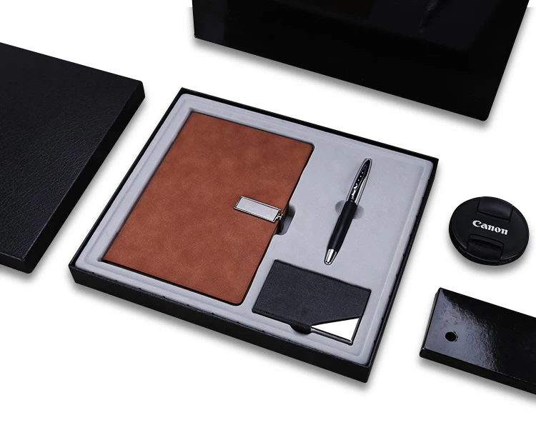 Custom Logo Business Office Gift Stationery Pu Leather Notebook Journal Diary Gift Set With Pen And Card holder