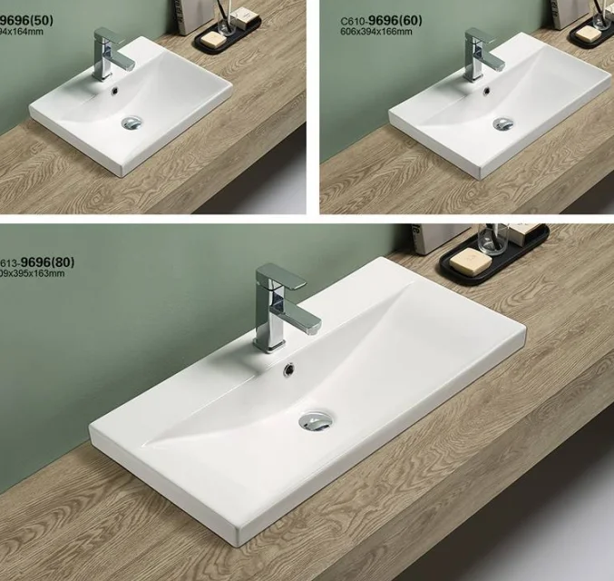 
PATE new ceramic bathroom vanity arc-shape sink manufacturer Vitreous China washroom ceramic hand wash basin 