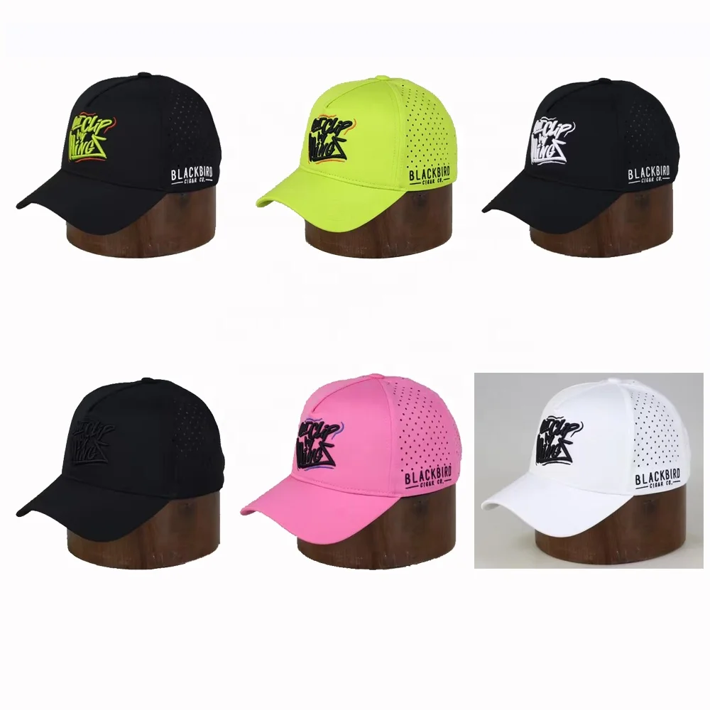 5 panel quick dry fit dryfit mens hydro waterproof performance laser holes polyester perforated golf baseball cap hat caps hats
