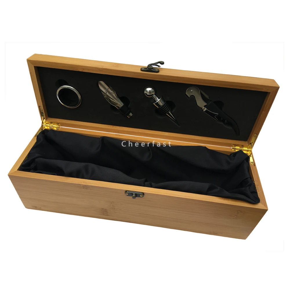 Отличная Деревянная декоративная коробка для вина Подарочная кейс хранения Бамбуковая деревянная одинарная недорогая бутылок