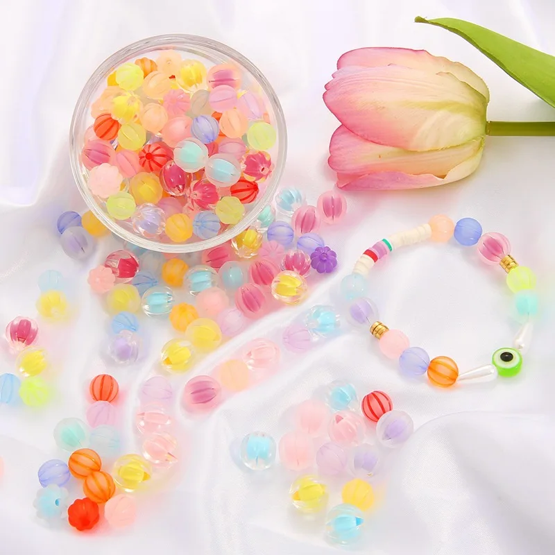 Super AA Grade Acrylic Frosted Beads Pumpkin Loose Beads Acrylic Beads wholesale for DIY Jewelry Making