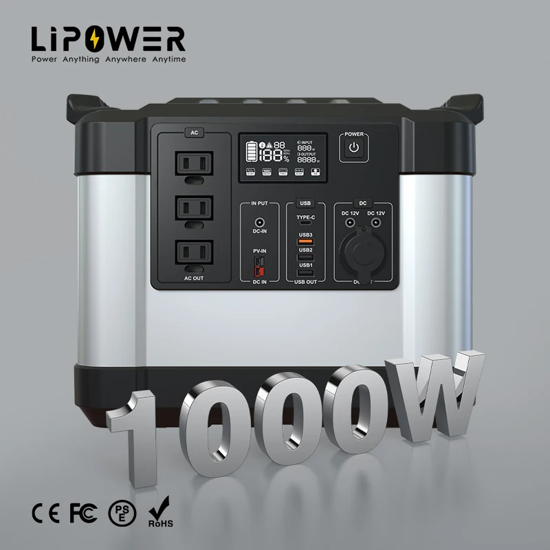 Lipower lifepo4 battery power station 1000w solar panel Portable battery generator for Outdoors Camping Travel Hunting Blackout