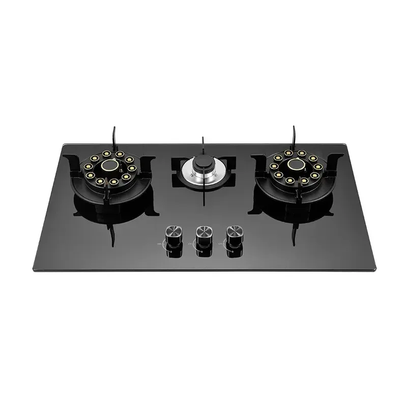 Active Protection Glass Surface Gas Stove H59 Pure Copper Forged Burners Product Genre Gas Cooktops