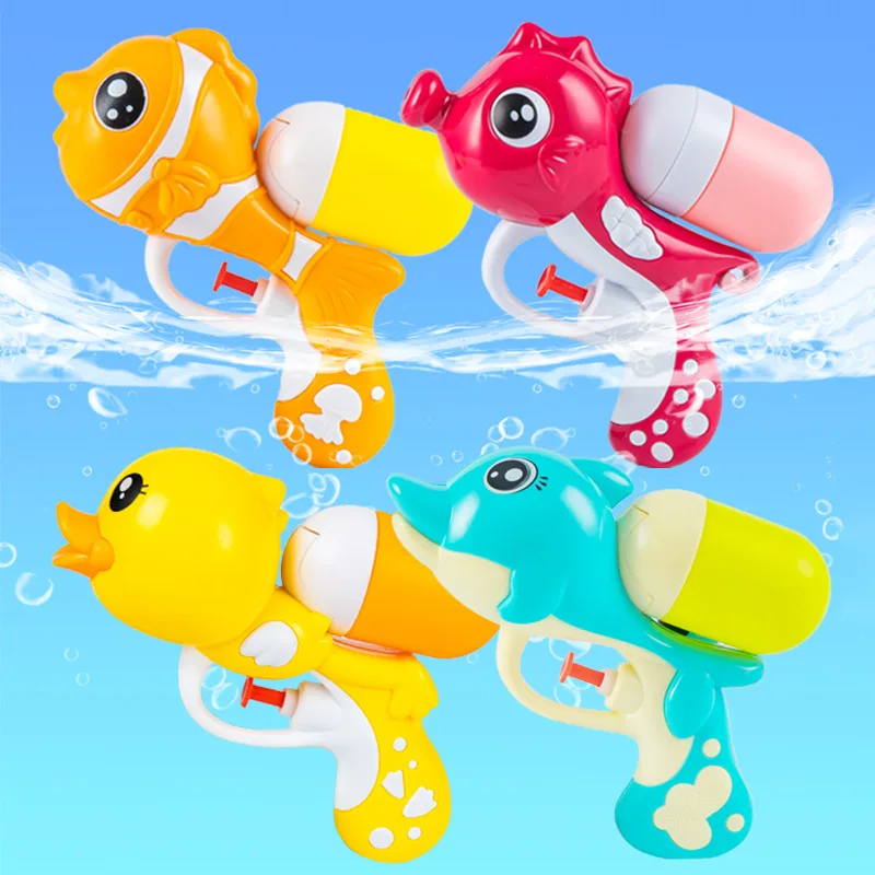2024 kids pool toys mini small water gun wholesale high quality plastic fish dolphin ducks cartoon squirt water gun