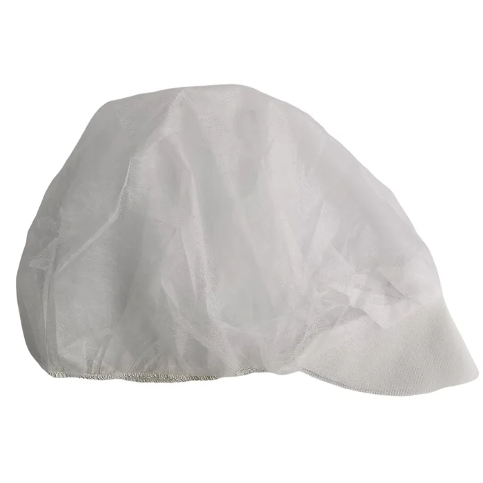 Wholesale 4 pleats pp non woven disposable peaked bouffant caps with brim for food factory