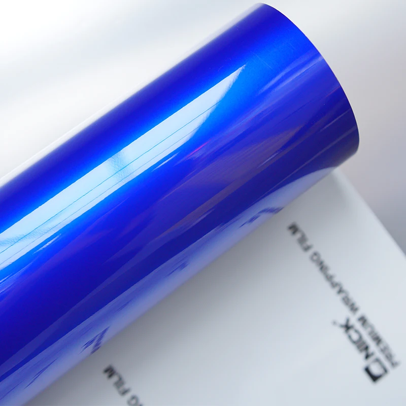 Синяя Автомобильная виниловая оболочка без пузырьков воздуха глянцевая металлическая синяя для кузова