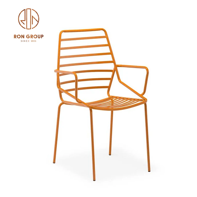 Wholesale Cheap Outdoor Garden restaurant Furniture Courtyard Silver metal Wire Dining chairs With Seat Pad