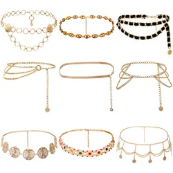 Beach Multilayer Waist Belt Chain Long Tassel Coin Pendant Harness Belly Chain for Women Waistbands Body Jewelry  L00158