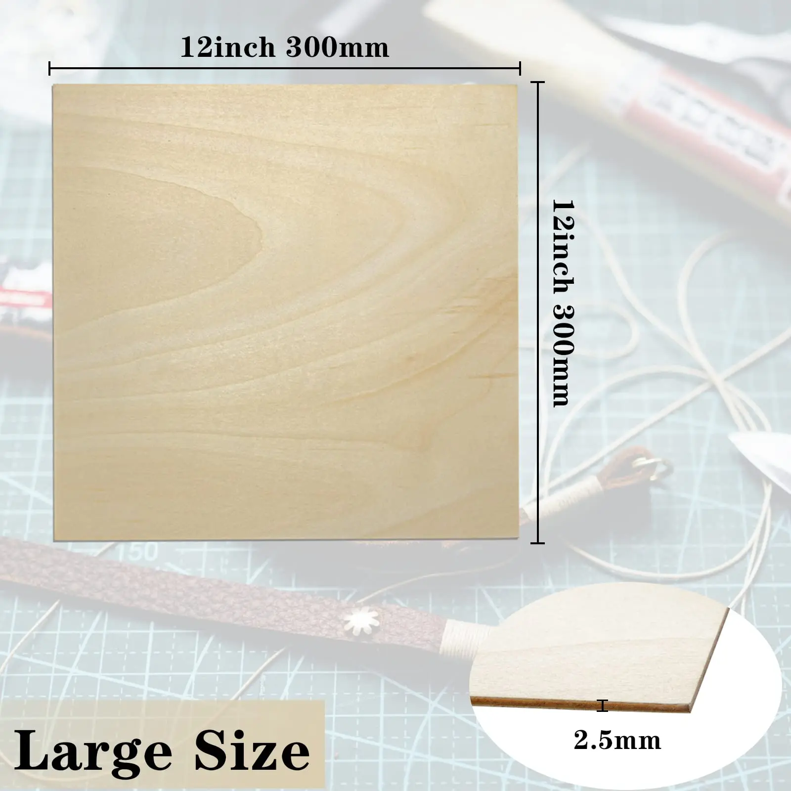 12 x 12 Inch Unfinished Custom Poplar Basswood Sabili Birch Balsa Plywood Pieces Laser Engraving DIY Wooden Blanks Sheets