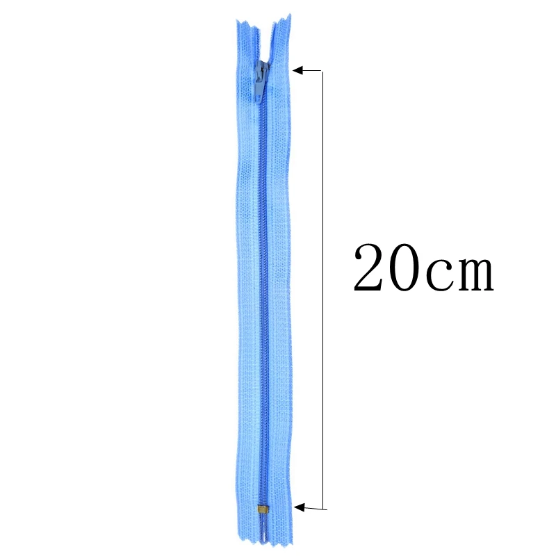 High Quality 20 Cm 3# Length Colorful Nylon Coil Hidden Zippers Closed Tail Zipper For Pants