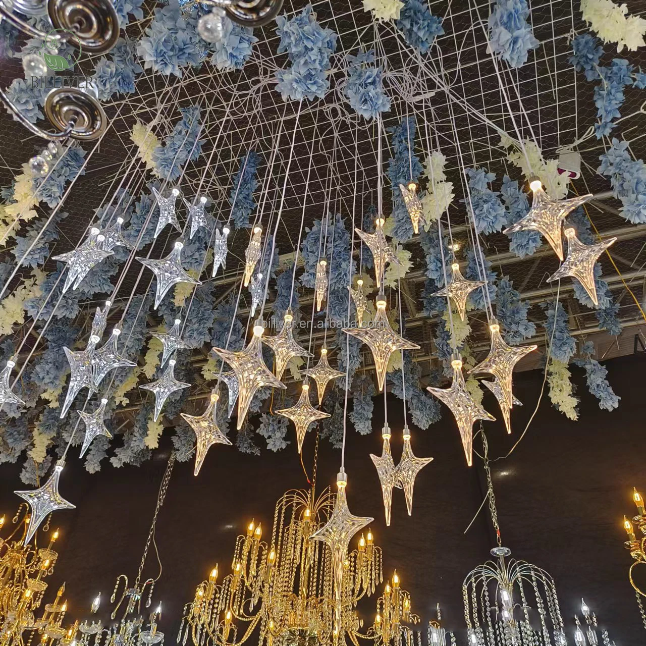 Wedding Decoration Props 10heads Lucky Star Chandelier Acrylic Starry Top Decorative Hanging Lamps Led Lights Ceiling